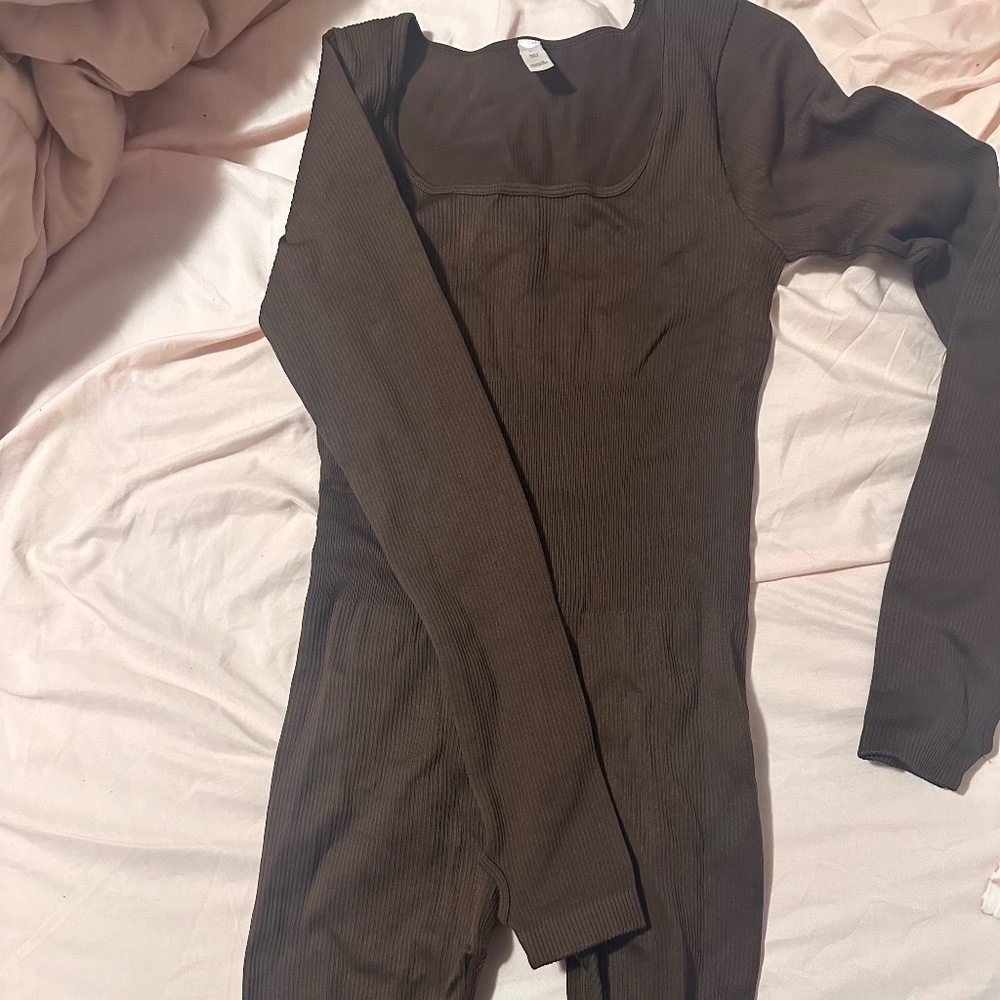 brown ribbed bodysuit